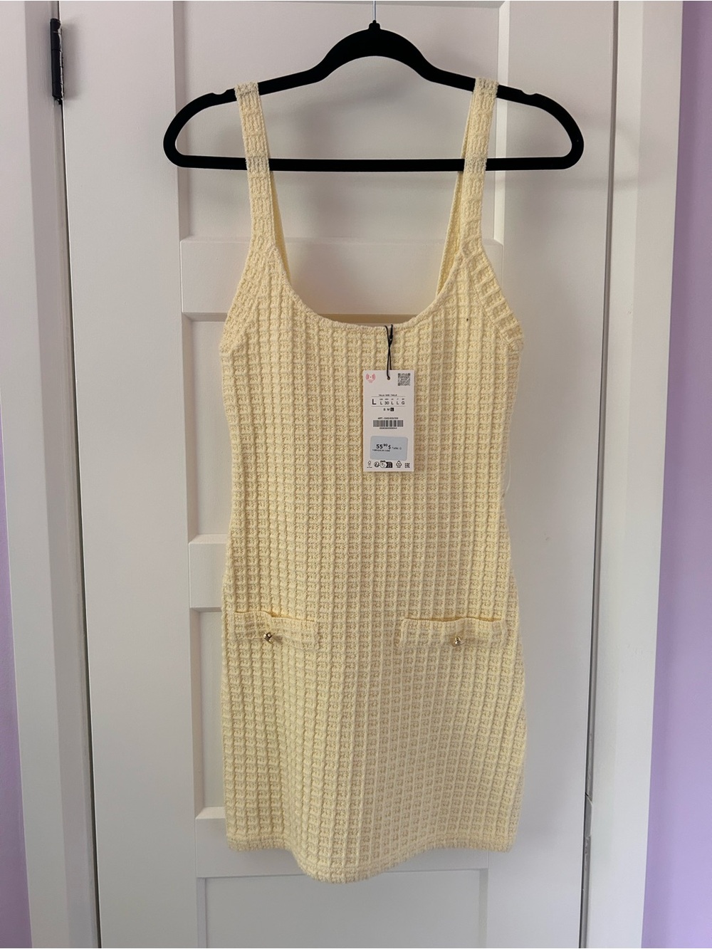 Zara - butter yellow - Textured Knit Mini Dress